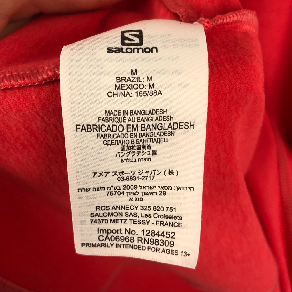 Salomon Red Zip Up Sweater with High Collar - Picture 7 of 9